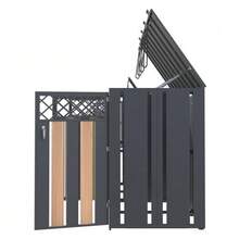 Bin Storage Box With Hinged Lid, Diamond-Shaped Ventilation Opening, Lockable, Two Doors. - 灰色1 - 查看 10