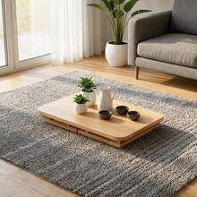 Low Japanese Style Coffee Table, X Solid Wood Floor Table, No Assembly Small Tea - Brown - View 5