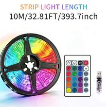 智慧 RGB LED 燈條，3.28英尺至65.6英尺 (1m-20m)，附 App 與 44 鍵遙控器，音樂同步變色可調光 LED 燈，適用於臥室、電視、遊戲、房間裝飾 - 幻彩24鍵遙控+APP控制 - 查看 11