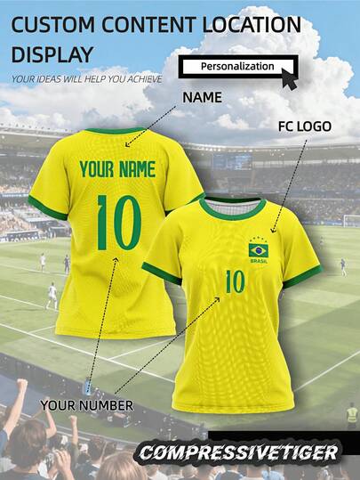 1 chiếc áo bóng đá nữ chủ đề Brazil được thiết kế riêng, trang trí bằng quốc kỳ Brazil. Thể hiện hoàn hảo tình yêu của bạn dành cho bóng đá Brazil. Chúng tôi cung cấp dịch vụ thiết kế theo yêu cầu hoàn toàn.