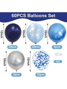 60 Pieces Navy Blue Balloons, 10 Inch Metallic Silver Blue Light Blue Latex Balloons With 1 Ribbon And Confetti Balloons For Boys Men Birthday Baby Shower Wedding Graduation Party Decoration - 18 YEARS - View 2