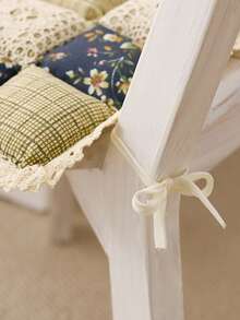 1 pièce Coussin de chaise de style campagnard épaissi, design bicolore, attaché par des liens, convient pour la salle à manger, la chambre, les chaises d'intérieur et d'extérieur, doux et confortable, facile à nettoyer - Vert - Voir 8