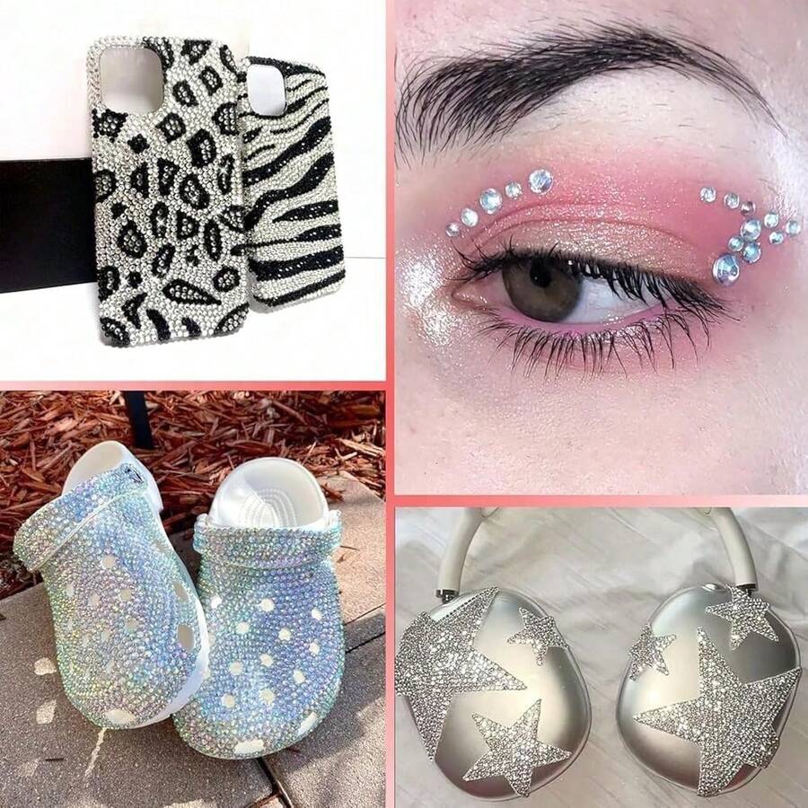 15000 Pcs White Resin Rhinestones For Crafting, Silver Flatback 2-6 Mm Gems Jelly Rhinestones, Mixed Sizes Bedazzling Gems Crystal For Nail Art Face Makeup Craft DIY Accessories - Multicolor - View 1