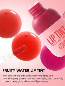 USHAS Long Lasting Lip Tint Liquid Stain, Pewarna Bibir Matte Tahan Air dan Tidak Lengket, Lip Gloss Tahan Air dengan Pigmen Tinggi dan Anti Transfer, Dilengkapi Rantai untuk Digantung di Tas dan Gantungan Kunci, Kosmetik Ringan untuk Bibir Wanita yang Tidak Membuat Bibir Kering - #02 Persik Karang - View 5