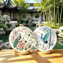 新中式仙鶴刺繡手工套裝,含刺繡框及全套工具,居家裝飾禮品 - 多色 - 查看 2