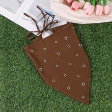 1pc New Hollow Round Hole Triangle Hair Band, Travel Vacation Style Hair Accessory Triangle Scarf, Spring Summer Thin Fashionable Hair Tie - Multicolor - View 11