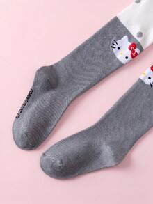 Noctvar OBM Sleepwear X Hello Kitty 1雙波點拼接Hello Kitty兒童褲襪，夏季透氣不勒腰女童學校/休閒打底褲，可愛貓咪緊身褲 - 彩色 - 查看 4
