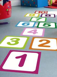 10 piezas/Set Pegatinas Decorativas de Suelo con Números de Colores Brillantes a Cuadros - Impermeables, Autoadhesivas, Removibles, Fáciles de Limpiar - Perfectas para Castillos Inflables y Decoración del Hogar - Multicolor - Ver 4