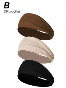 3pcs/6pcs Diadema deportiva elástica ancha de unicolor para mujer, diadema de moda casual para correr al aire libre - Multicolor - Ver 10