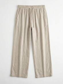 GRDR Men's Straight Leg Casual Pants, Japanese Slouchy, Elastic Waist With Drawstring - Apricot - View 10