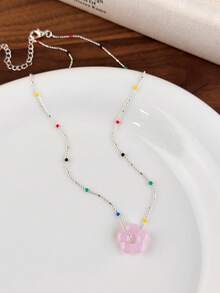 1pc Rainbow Flower! Dopamine Colorful Flower Beaded Necklace For Women, Fresh INS Sweet Design Collarbone Chain - Necklace - View 15