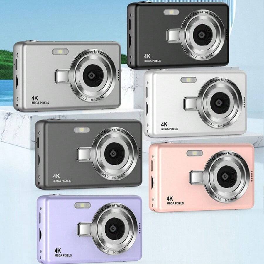 50MP 2.4" 螢幕充電式便攜相機,配備 CCD 感測器與多種濾鏡模式,戶外防震智慧縮放數位相機(不含記憶卡),650mAh - 查看 1