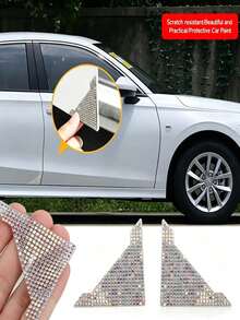 4pcs Shiny Rhinestone Car Door Corner Protector Stickers, Anti-Scratch Anti-Collision Self-Adhesive Protective Stickers, Suitable For Sedan, SUV Daily Parking - A - View 6