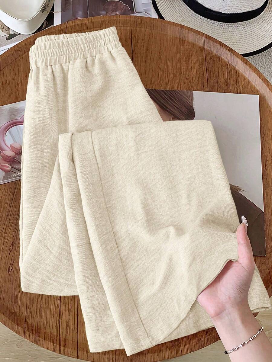 Versatile And Casual Solid Color Wide Leg Pants For Women - White - View 1