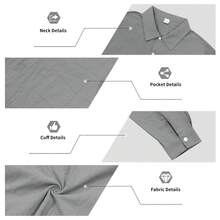 2026 New Men's Linen Long Sleeve Shirt Set Lapel Collar Breathable Beach Vacation Casual Outfit - 灰色 - 查看 4