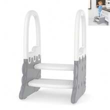 Hodeffior Kids Toddler Step Stool, 2 Step Stool With Handrail, Anti Slip Toddler Step Ladder For Potty Training, Toilet Stool And Bathroom Sink Helper, Children's Step For Bedroom And Kitchen - Grey - View 1