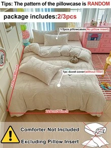 2/3件組卡其色蝴蝶鏤空簇絨被套組，極簡可愛Ins風床寢套裝，適合四季使用，公主風提花被套，適用於宿舍、臥室、客房，柔軟透氣，可機洗，適合單人/雙人/加大/特大尺寸 (1件被套 + 1/2件枕套，不含填充物) - 卡其色 - 查看 5