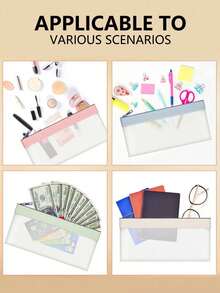 2/4pcs Zippered Cash Envelope Bags Transparent Bank Deposit Bags Bank Bags Cash Bags Collector Bags Multi-Functional Check Wallet 4 Colors Available Women's Wallet Mini Wallet Coin Purse - View 6