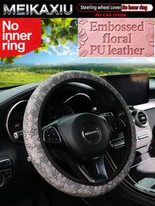 MEIKAXIU New PU Leather Carving Steering Wheel Cover, Fits 14.5-15 Inch Cars, Decorative Accessories, Suitable For Women - PU Carved Leather - View 7