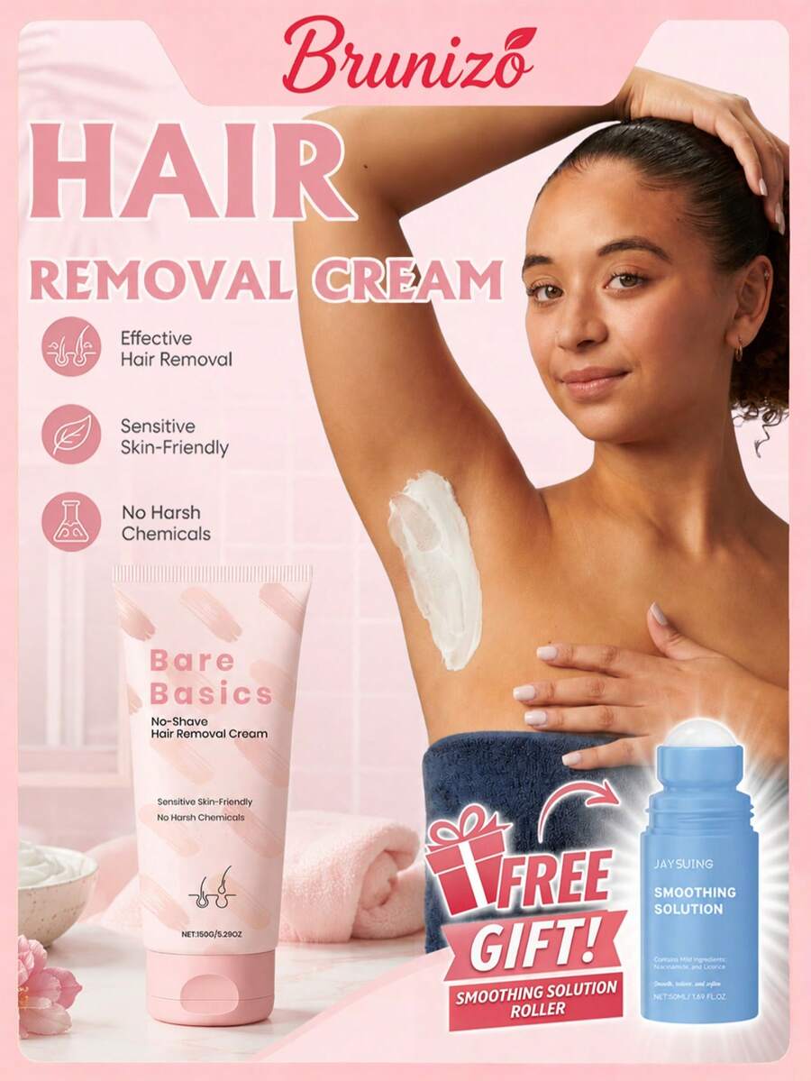 Bare Basics No Shave Hair Removal Cream For Women – Painless & Flawless Depilatory Cream For Body, Legs, Arms & Underarms, Gentle Formula With Vitamin E & Vitamin B5, Suitable For Sensitive Skin, Travel Essential, Skin Care Tools - 膏狀 - 查看 1