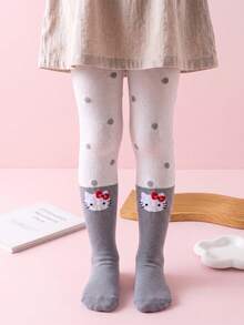 Noctvar OBM Sleepwear X Hello Kitty 1雙波點拼接Hello Kitty兒童褲襪，夏季透氣不勒腰女童學校/休閒打底褲，可愛貓咪緊身褲 - 彩色 - 查看 12