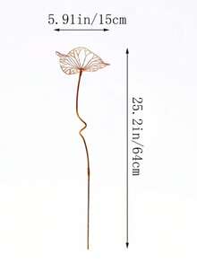 3 Styles Distressed Rusty Leaf Ground Stake Garden Decor, Hollow Flower Holder For Yard Planter Landscaping, Minimalist Iron Outdoor Balcony Garden Ornament - A - View 10