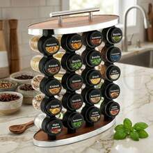 SILVER WOODEN SPICE CONTAINER WALL 20 JARS STAND STICKERS - 銀色 - 查看 7