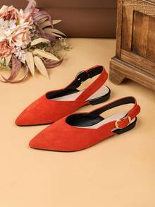 Dép sandal nữ đế bệt 2026 Xuân/Hè mới đa năng đế mềm kiểu slide thời trang La Mã size lớn 41-43 - trái cam - Xem 3