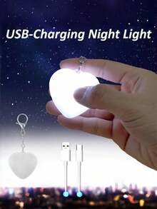 USB Rechargeable Mini Heart-Shaped Touch Sensor Night Light - Automatic Sensing Light, Soft Light, Eye-Protection Lighting, Portable Travel Keychain Pendant, Romantic Precious Valentine's Day Gift, Battery Powered, Office Lighting - Multicolor - View 8