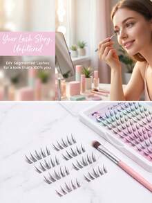 Kit de extensión de pestañas DIY 10 filas 100 piezas de pestañas en racimo, pestañas puntiagudas estilo manga cosplay, pestañas individuales tipo hada y diablito para principiantes, rizo D - Ver 3