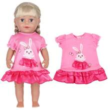 Vestido de muñeca para niños de 16-18 pulgadas con estampado de conejo, estilo volantes rosa, atuendo divertido para disfrazarse, idea de regalo de cumpleaños para niños, juguete divertido para niños (muñeca no incluida) - Multicolor - Ver 9