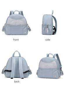 SOBOBA 1pc Fabric Patchwork PU Mommy Bag Large Capacity Multi-Pocket Diaper Backpack With Stroller Hook Suitable For Picnic And Outings - Multicolor - View 9