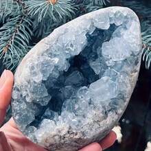 1件天藍色天青石水晶標本，天然水晶結構，大尺寸，適合居家或辦公室裝飾，獨特情人節禮物，精美水晶展示件，重量範圍0.11至1.65磅 - 淺藍色 - 查看 10