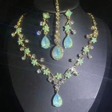 1 Juego de Joyería para Mujer, Pendientes, Collar y Cadena para la Frente Incrustados con Pedrería de Lujo y Elegantes, Juego de 4 Piezas, Adecuado para Novia, Boda, Banquete, Fiesta - conjunto de joyas - Ver 1