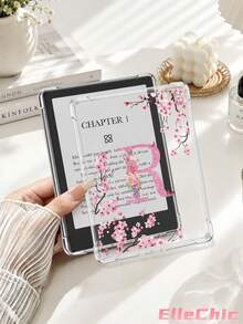 1pc Pink Cherry Blossom & English Letter Pattern Kindle Transparent Protective Case, Anti-Drop, Full Coverage Transparent Shell, Silicone Soft Shell, Compatible With Kindle 11th Gen 2022/Kindle Paperwhite 12th Gen 2024/Kindle Colorsoft Signature Edition, Clara Color/B&W/2E, Back To School|Office & Study Supplies|Perfect Gift - Multicolor - View 7