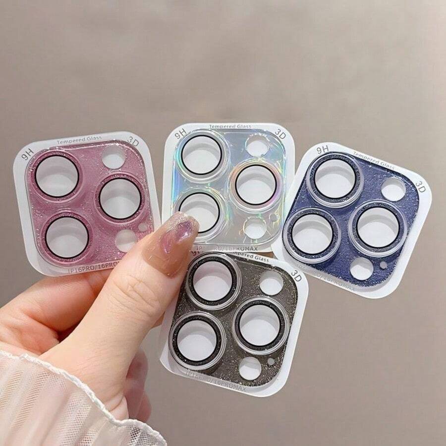 整合式閃粉鏡頭貼膜 適用於 Apple 17pro/Promax/16pro/Promax/Apple 15pro/Pm 後置相機保護貼 閃粉鏡頭貼膜 全覆蓋 防摔鏡頭保護膜 防刮