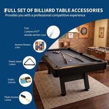 BouPower 7 Ft Billiard Table Set With 2 Cues, Balls, Triangle, Chalk & Brush, Modern Black Wood Finish For Home Office Basement - Grey - View 5