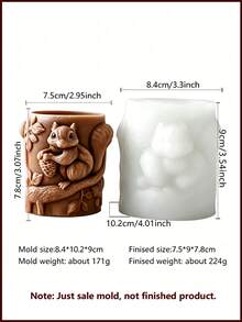 (Koala & Squirrel) New 3D Stereoscopic Animal Candle Mold Set, Includes Adorable Koala Hugging Branch And Squirrel Eating Pine Cone Designs, Made Of Soft Silicone For Easy Demolding, Ideal Tool For DIY Handmade Scented Candles, Gypsum, Resin Crafts - Koala & Squirrel - View 9