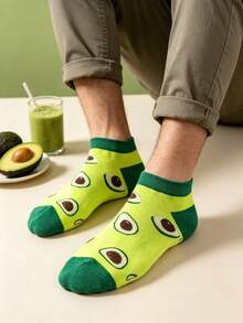 5 Pairs Fun Fruit Patterned Low-Cut Short Socks, Random Multicolor Pineapple & Strawberry Design, Comfortable And Durable For All Seasons Daily Wear - Multicolor - View 3