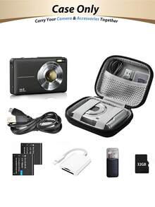 1pc Digital Camera Protective Case EVA Hard Shell Mini CCD Camera Storage Bag, Waterproof Shockproof Travel Storage Bag, With Mesh Pocket And SD Card Slot, Portable Compact Camera Protective Case, Suitable For CAMKORY/OKODAK PIXPRO FZ45 FZ55/ IXUS, Outdoor Travel Summer Essential - Multicolor - View 3