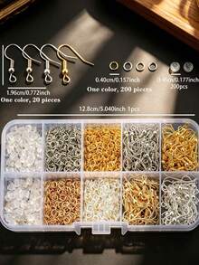 1 Box DIY Earring Accessories Set, Includes 80pcs Fish Hook Earrings, 200pcs Transparent Ear Plugs And 800pcs Jump Rings, Suitable For Handmade Woven Jewelry Making, Earring Accessories, Handmade Earring DIY Jewelry Making Accessories - Earring Making Accessory Kit - View 6