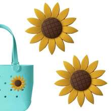 Premium Sunflower Charms For , Set Of 2 PVC Rubber Inserts, Compatible With  Accessories, Beach Bag Charms Inserts Accessories For Women Girls B1 - As Pic - View 7