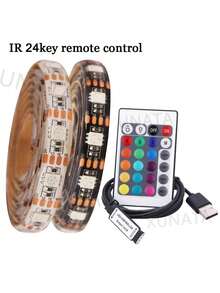 Tira de luces LED USB de 5V, luz RGB 5050 de 24 teclas/44 teclas, Kit de Control remoto, alimentación USB, cinta Led Flexible impermeable, retroiluminación adhesiva para TV - PCB blanco de 44 teclas + resistente al agua IP65 + 1 m - Ver 2