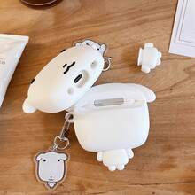 1個可愛白色小狗3D造型耳機保護套，適用於Apple Airpods4/Pro3/Pro2 第2代與第3代，新款矽膠柔軟防護殼 - 白色 - 查看 4