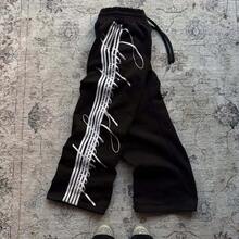 2026 European American Niche Y2K Straight Leg Pants Gothic Harajuku Ins Style Unisex Casual Fashion Trousers Streetwear Grunge Baggy Skateboarder - 黑色 - 查看 1