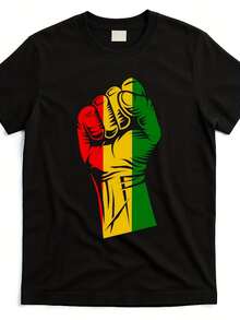 Unisex Summer Short-Sleeved T-Shirt Made From 220G Pure Fabric, With A Design That Celebrates Black History. - Back and White - View 1