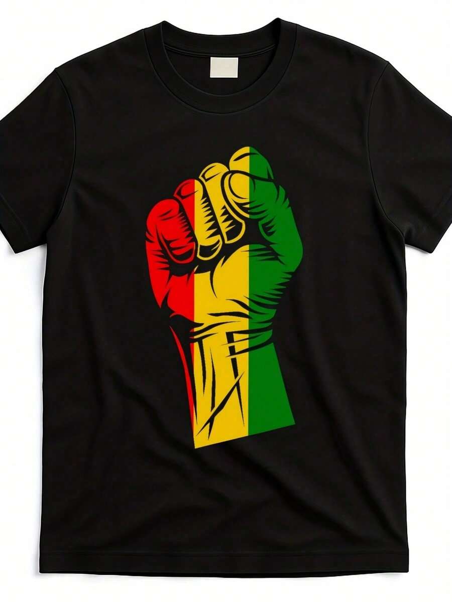 Unisex Summer Short-Sleeved T-Shirt Made From 220G Pure Fabric, With A Design That Celebrates Black History. - Back and White - View 1
