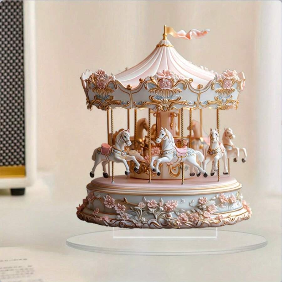 迷人壓克力旋轉式 2D 桌面裝飾品，適合聖誕節與萬聖節，理想禮物，光影捕捉設計