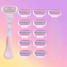 Set Pisau Cukur Pria & Wanita 3 Lapis - Gagang Ergonomis Anti Selip, Dapat Digunakan Basah/Kering, Mencukur Halus & Lembut untuk Wajah & Tubuh - MultiWarna - View 10