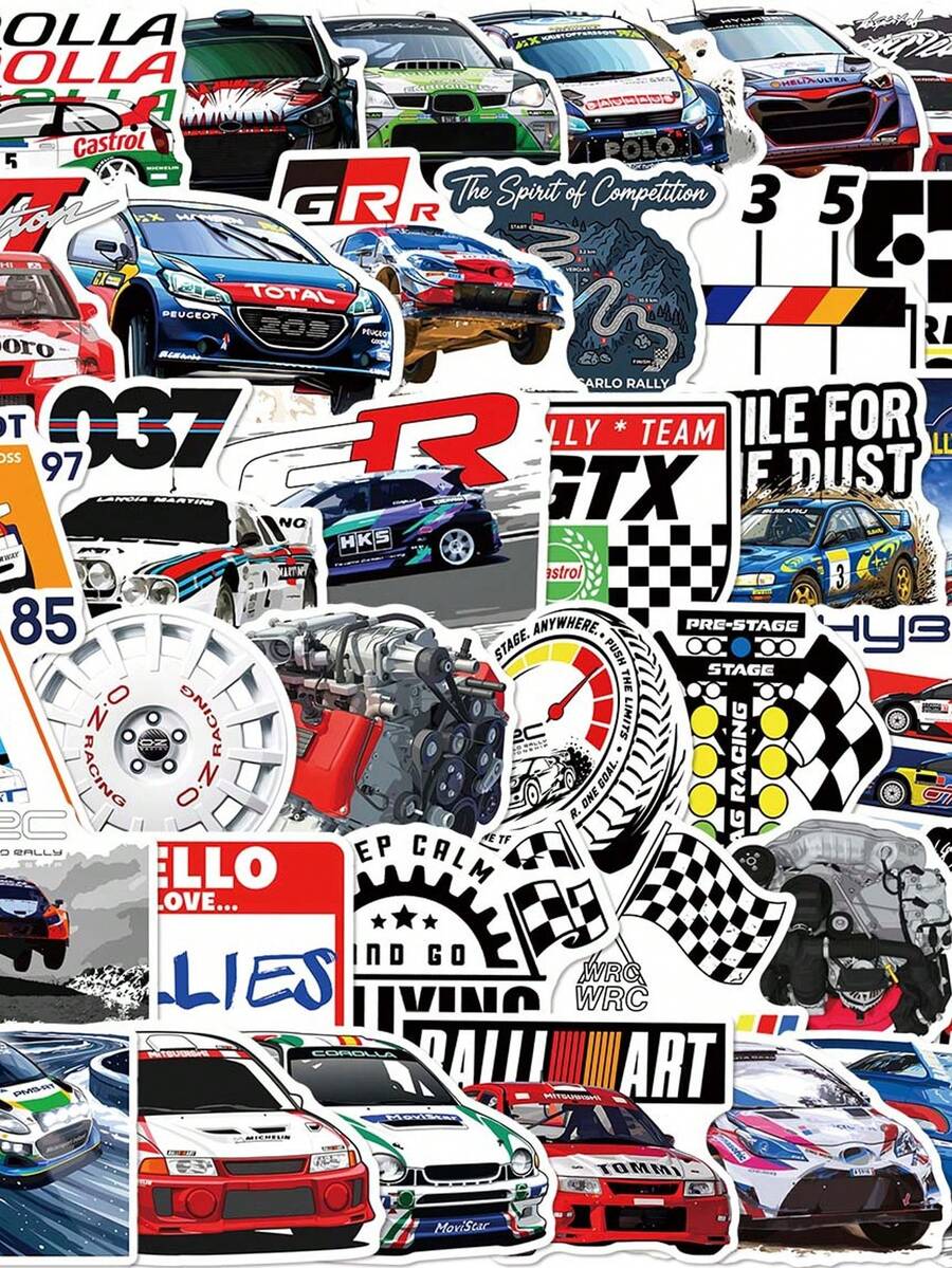50張 WRC 世界拉力賽塗鴉裝飾貼紙,適用於水壺、筆電、剪貼簿、日記本,防水乙烯基貼紙,適合女性、DIY手工藝禮品、辦公室裝飾、剪貼簿用品 - 拉力賽 - 查看 1